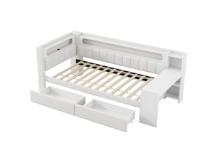 Lit avec rangement 90x200 cm SEYAKANY coloris blanc