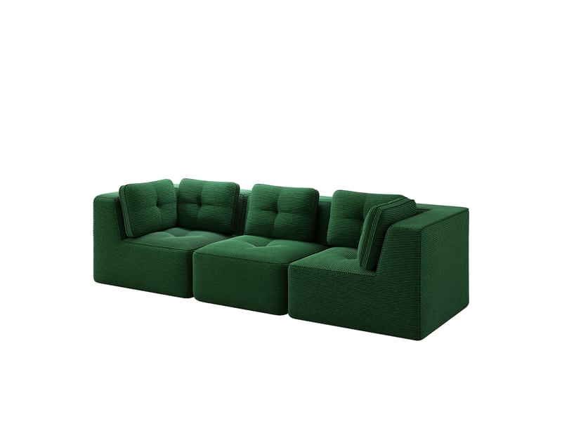  Canapé d'angle modulaire sans armature avec assise profonde en corduroy vert  - Conforama A