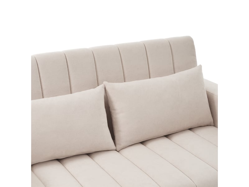 Canapé convertible 2 places beige avec dossier réglable et 2 coussins N653P9735GA - Conforama E