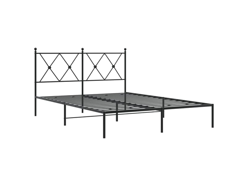 Lit double- lit adulte - cadre de lit métal sans matelas avec tête de lit noir 135x190cm - Conforama B