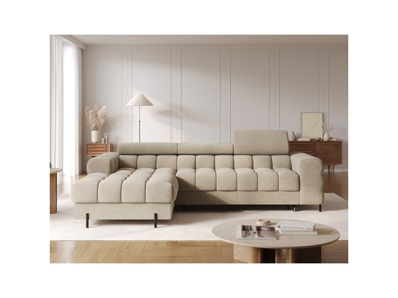  Canapé d'angle gauche convertible beige design élégant 285x99x181cm filtro  - Conforama E