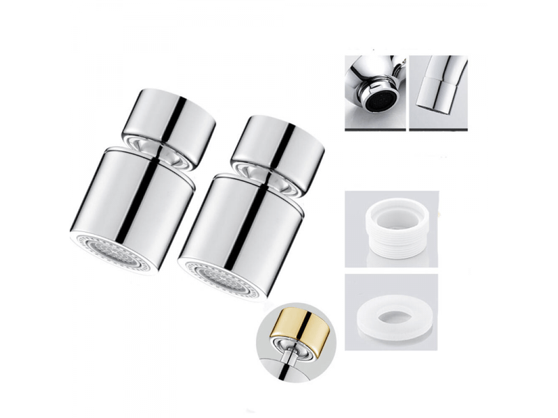 Aérateur de robinet, aérateur de robinet de cuisine rotatif à 360°, 2 modes de pulvérisation, argent, angle de 45°, 2 pièces. - Conforama A
