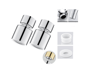 Aérateur de robinet, aérateur de robinet de cuisine rotatif à 360°, 2 modes de pulvérisation, argent, angle de 45°, 2 pièces.