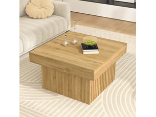 Table basse carrée 79x79x46 cm, motif en bois, facile à nettoyer, pour salon, moderne, aggloméré et mdf, couleur bois
