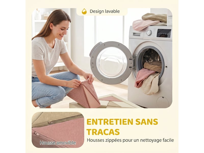  Parcours motricité bébé 9pcs avec piscine à balles, module en mousse souple avec housse en velours côtelé, multicolore  - Conforama R
