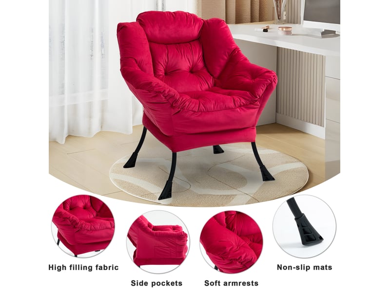  Fauteuil relaxant modenvie avec poche latérale 75 x 80 x 85 cm métal rouge brique  - Conforama D