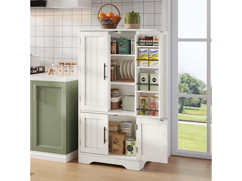  Armoire de cuisine blanche 4 portes avec capteur led 120x60x40cm  - Conforama E