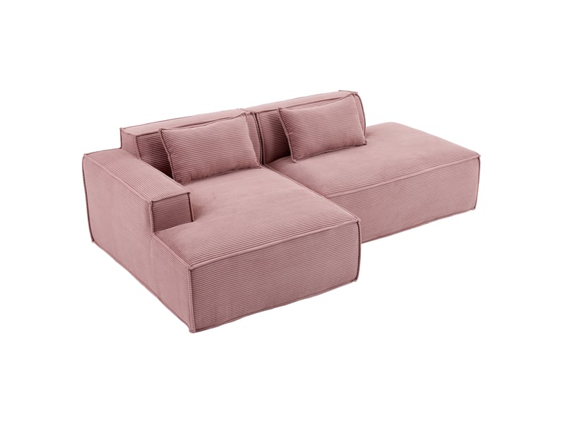  Canapé 2 places ulevr rose bébé 233 x 129 x 70 cm avec 2 coussins, assise souple à ressorts ensachés  - Conforama A