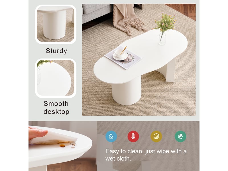 Table basse design irrégulier 100 cm - plateau aux bords arrondis - mdf - blanc CozyNest - Conforama E