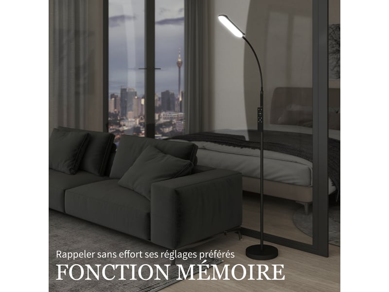  Lampadaire sur pied de salon avec télécommande, contrôle tactile, noir, température couleur et luminosité réglables  - Conforama E