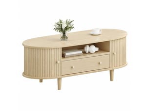 Table basse ovale coloris bois clair CHICFURN - 50 cmx100 cm