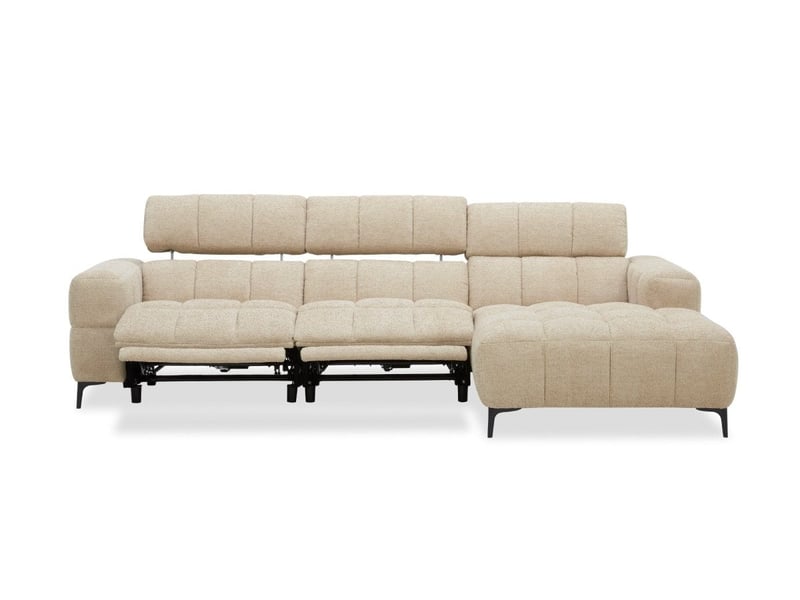  Canapé d'angle relax électrique en velours texturé taupe edelmira - angle droit KM7965-3M-TAU - Conforama E