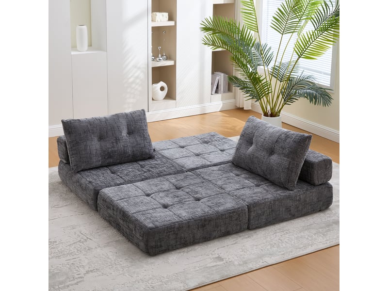  Canapé droit convertible 1 pl tissu gris canapé gris - Conforama D