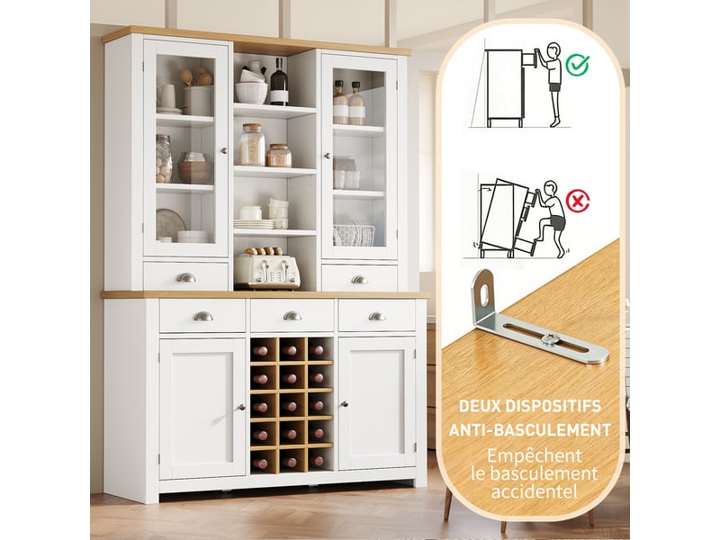 Meuble de cuisine muvano, armoire de cuisine avec porte vitrée, blanc, 120 × 40 × 185 cm  - Conforama R