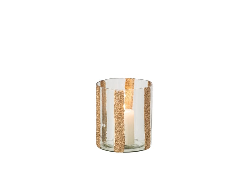  Photophore cylindrique en verre torben 15cm doré  - Conforama B