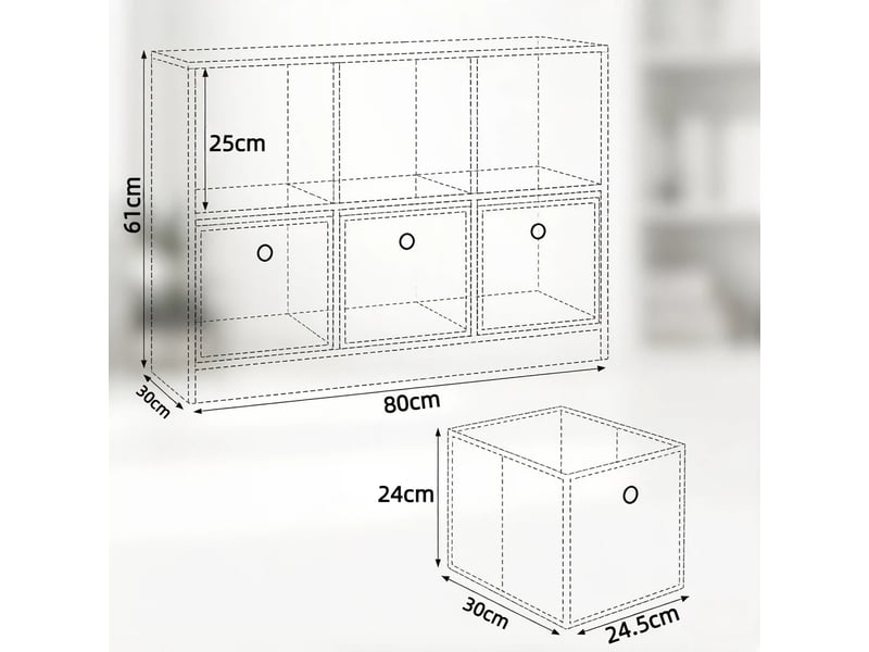  Étagère à casiers bibliothèque avec 3 tiroirs en tissu blanc et noir 80x30x61 cm T5828P510994 - Conforama C
