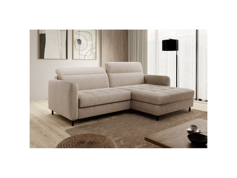 Canapé d'angle collection goumsi coloris beige chiné - Conforama E