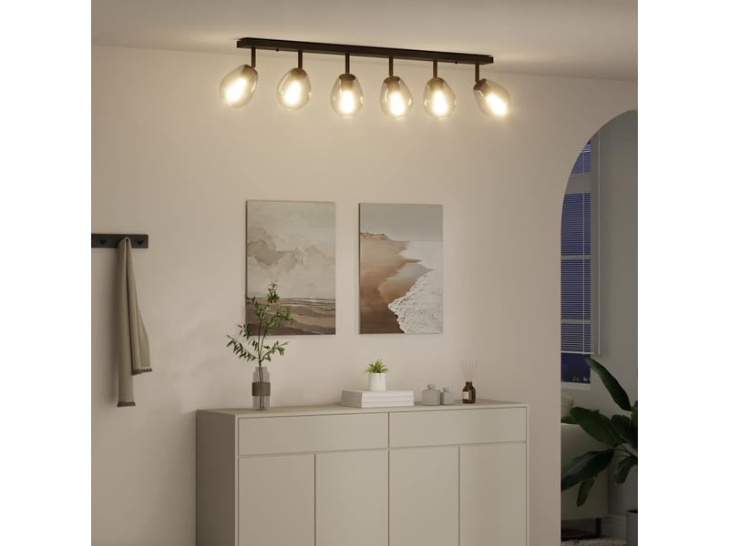 Spot de plafond noir 110,5x13x26 cm verre et métal - Conforama D