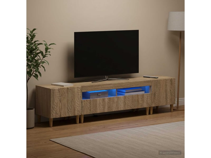 Ensemble de 3 meubles tv - banc tv - meuble de rangement led delft chêne sonoma - Conforama B