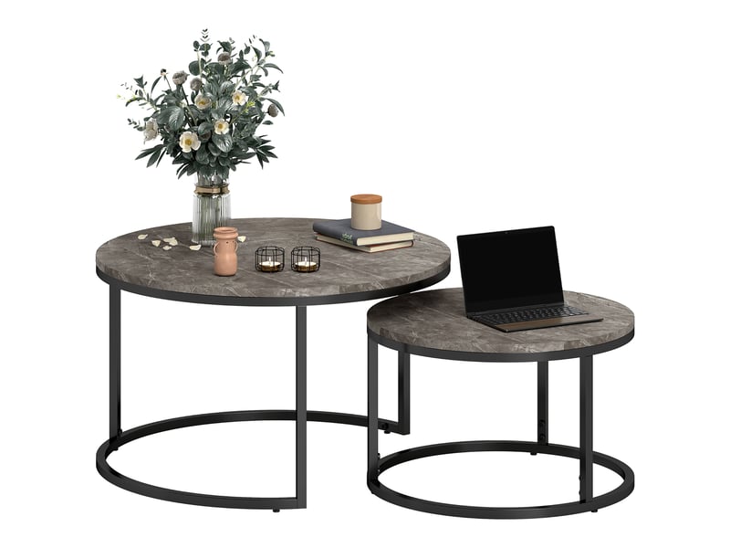  Lot de 2 tables basses gigognes encastrables mdf et métal  - Conforama B