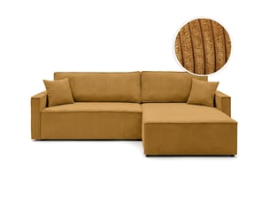 Canapé d'angle réversible convertible LOUNGITUDE FARAH 5 places Velours côtelé Jaune