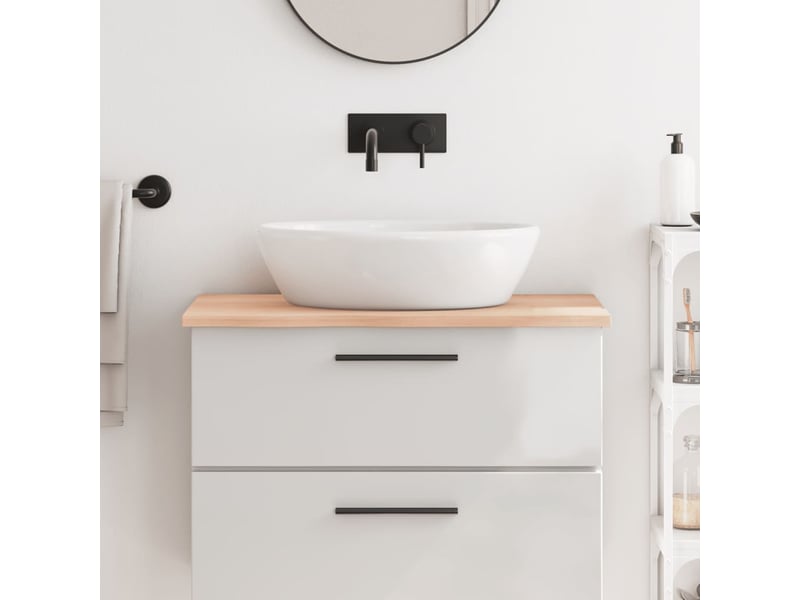 Comptoir de salle de bain, plan de travail 80x50x2 cm bois massif non traité cf65774 - Conforama B