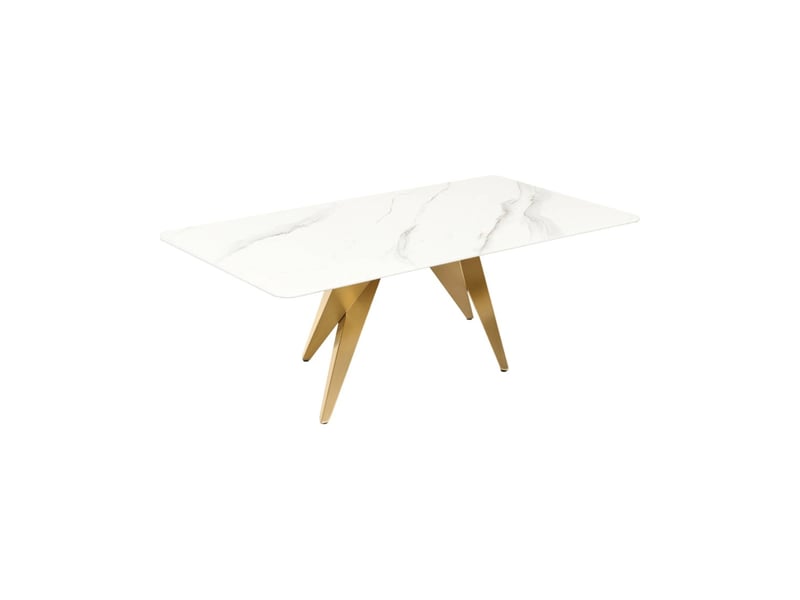  Table basse axis 130 cm effet marbre blanc avec pieds dorés  - Conforama A