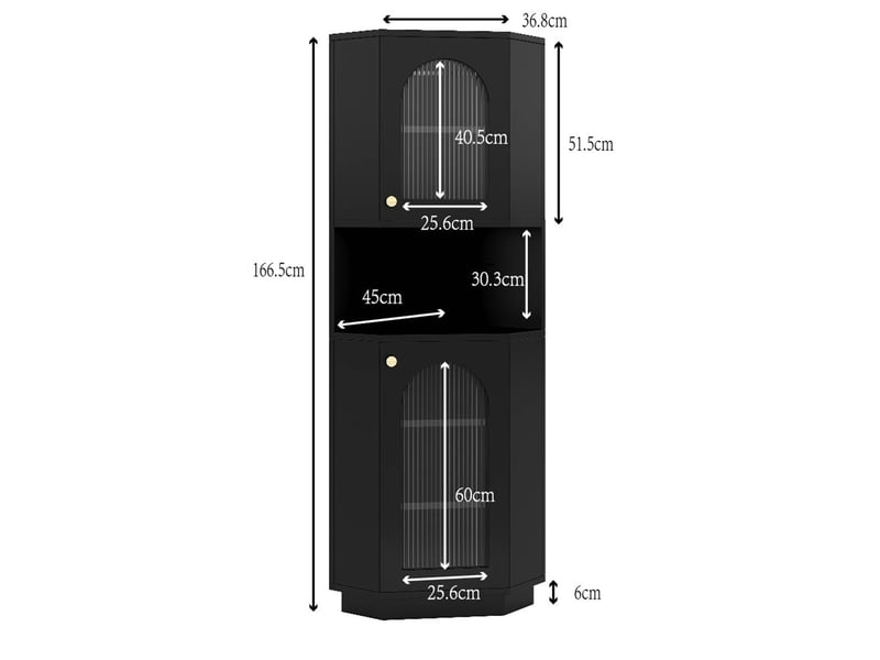  Armoire d'angle salle de bains avec bandeau lumineux noir 45 x 45 x 166.5 cm N656P350897B - Conforama C