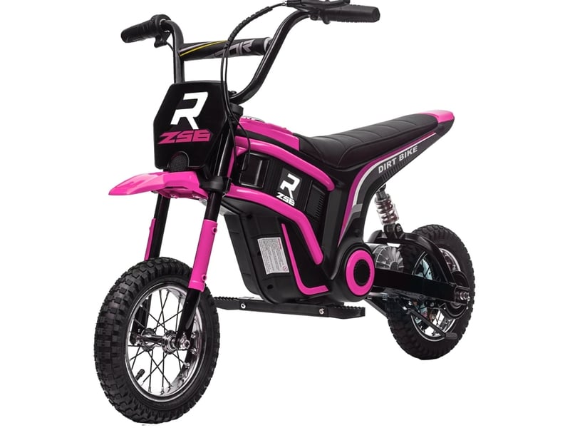  Moto electrique enfant controle securite 24v mini pneus 12 pouces cadre metal rose homvra  - Conforama A