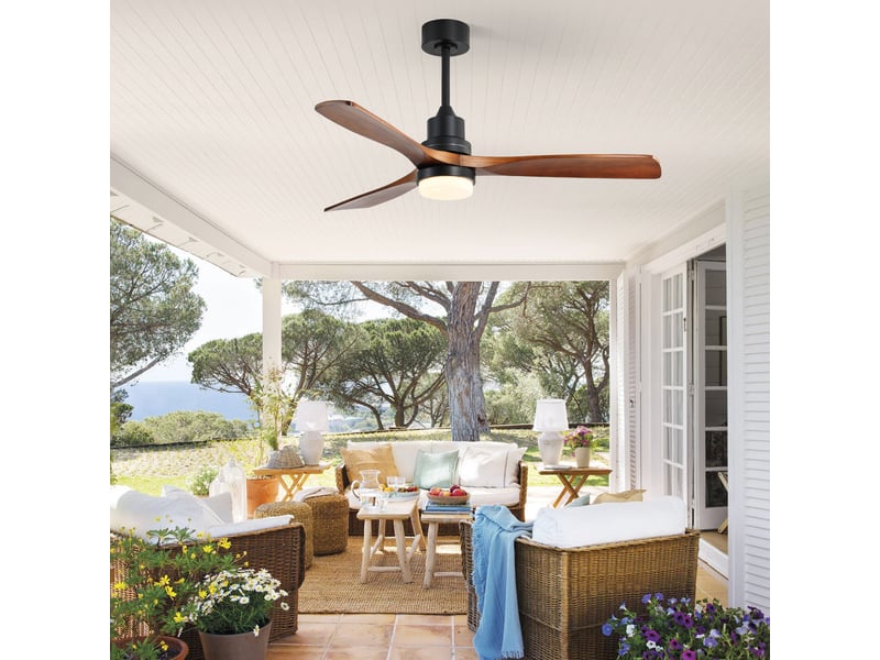 Ventilateur de plafond 52 pouces avec lumière, 6 vitesses télécommande moteur dc réversible économe en énergie pour salon chambre, métal blanc BUBBLY - Conforama D