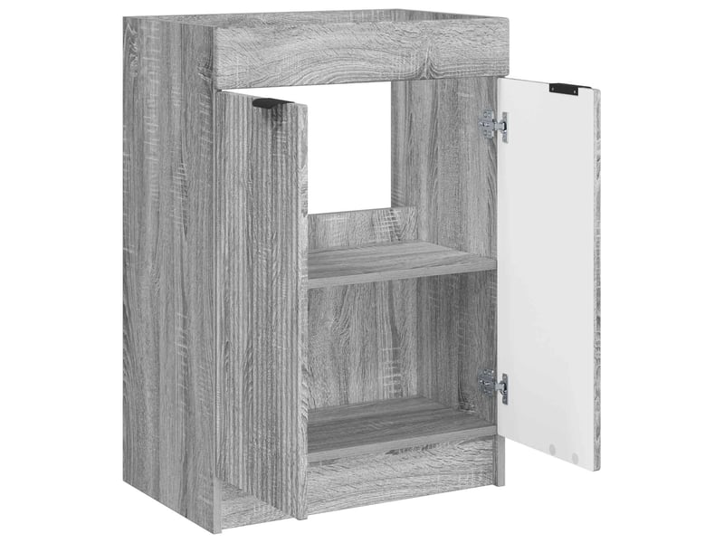  Armoire sous évier de salle de bain, meuble de rangement sonoma gris shl2502  - Conforama D