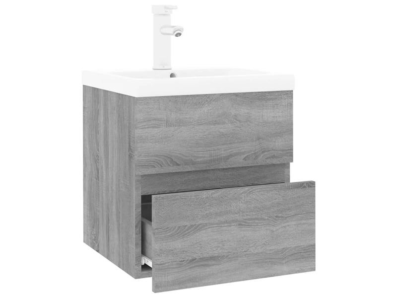  Meuble de lavabo avec bassin intégré sonoma gris bois d'ingénierie shl4928  - Conforama C