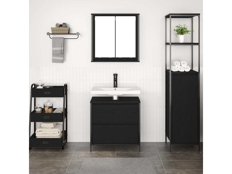  Ensemble de meubles de salle de bain 2 pcs en chêne noir cf63617  - Conforama C