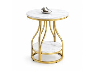 Table basse rond(e) coloris bicolore - 50 cmx50 cm
