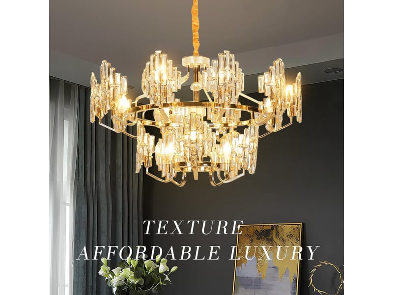  Lustre en cristal à losanges c – éclairage 3 couleurs ASLED-677 - Conforama B