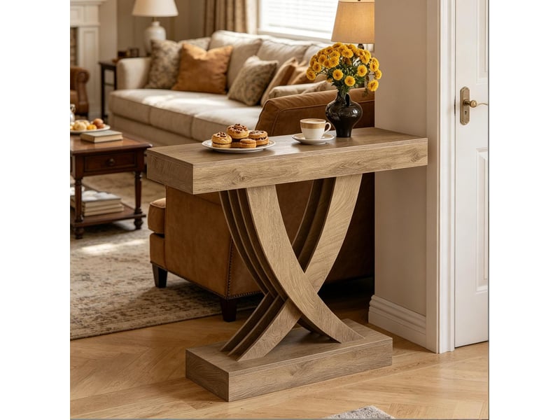  Console l110 x p30 x h85 cm en mdf marron chicfurn  - Conforama E