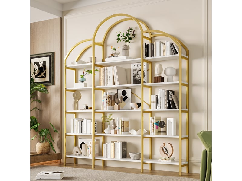  Étagère 5 niveaux blanc et or design nuage métal mdf bibliothèque 190 cm  - Conforama R