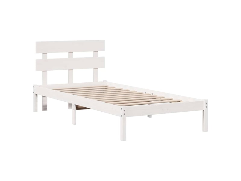  Lit simple- lit adulte -  cadre de lit blanc 100 x 200 cm bois de pin massif  - Conforama C