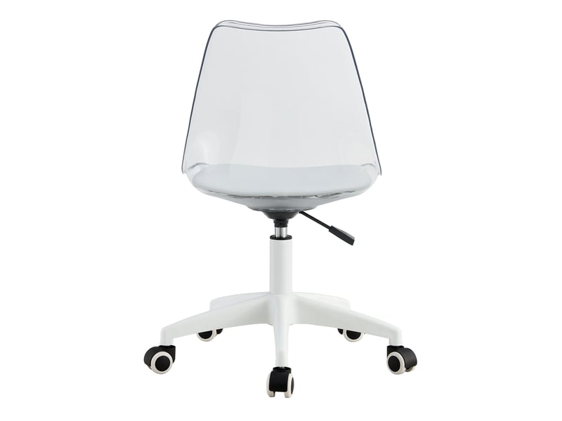  Chaise de bureau pivotante 54x54 cm – transparente et blanche – réglable en hauteur, roulettes silencieuses  - Conforama D