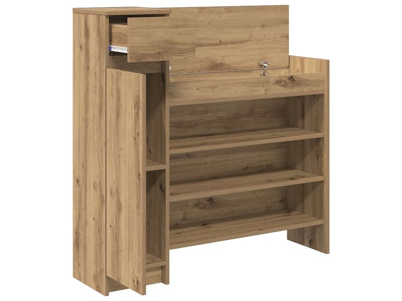  Meuble à chaussures, armoire à chaussures chêne artisanal 100,5x28x100 cm  - Conforama E