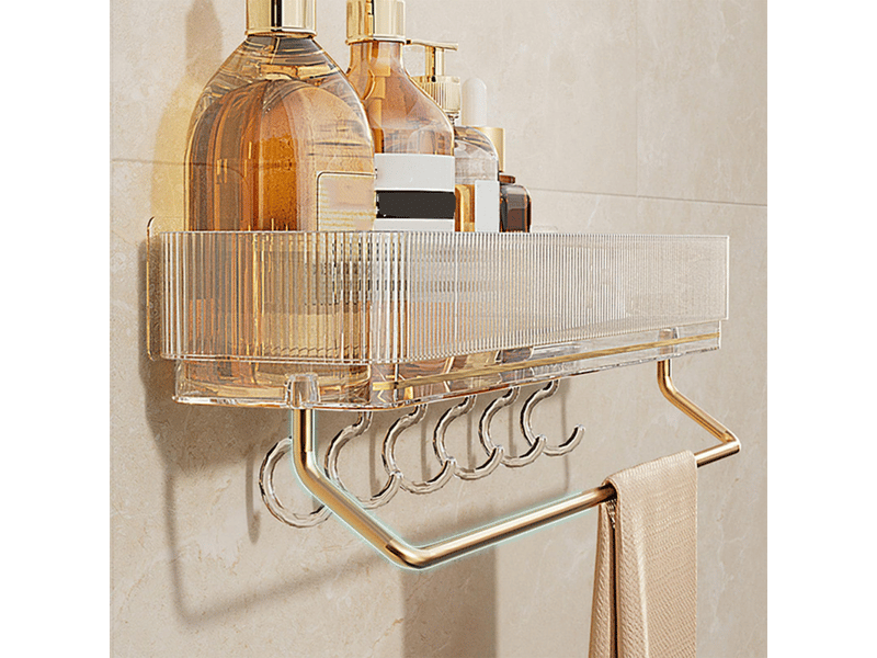  Étagère de rangement murale flottante pour salle de bain, gain de place, style moderne, avec crochet pour porte-serviettes  - Conforama C