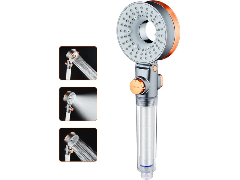  Pommeau de douche économie d'eau avec filtre anticalcaire, haute pression, 3 modes de jet, douchette spa  - Conforama B