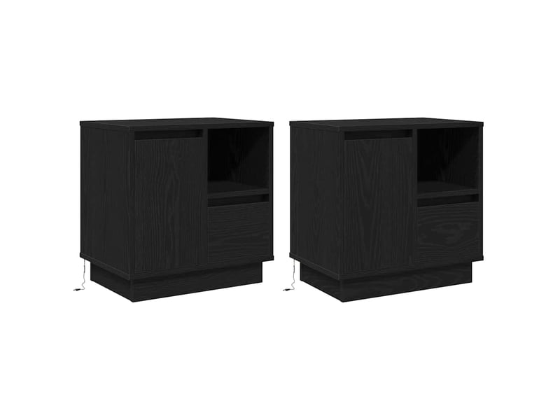  Table de chevet - cabinet de chevet - table de nuit 2 pc chêne noir 50 x 34,5 x 50 cm.  - Conforama A