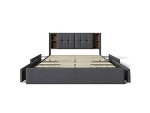 Lit avec rangement 160x200 cm DZMDIP   coloris gris