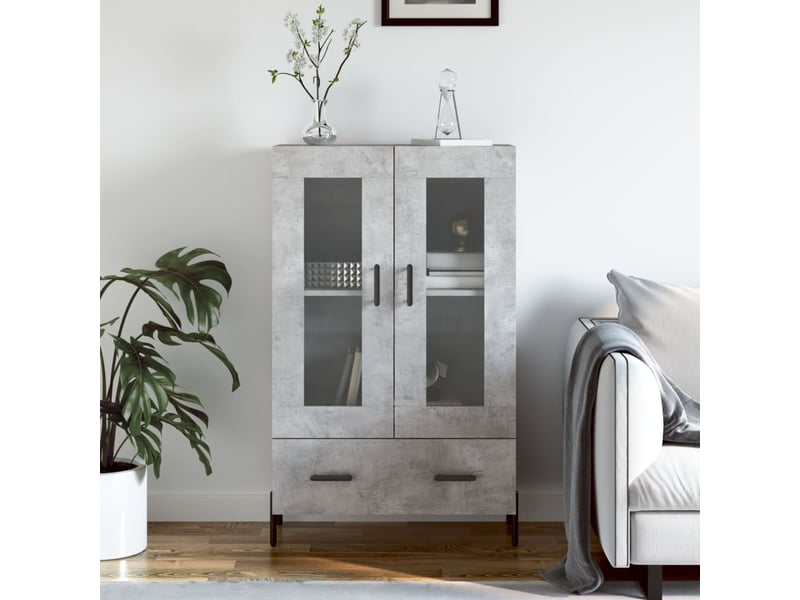  Buffet haut - bahut - meuble de rangement gris béton 69,5x31x115 cm bois d'ingénierie  - Conforama B