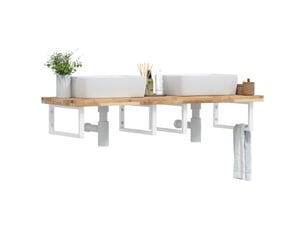 Étagère de vasque | étagère murale acier et bois massif d'acacia shl2645
