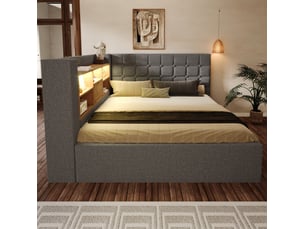 Lit coffre 140x200 cm <strong>OKWISH</strong>  <strong></strong> coloris gris
