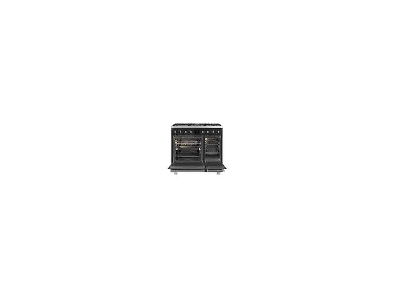 Centre de cuisson dual fuel 90 cm noir mat 5 brûleurs 2 fours pyrolyse porte froide 8225362 - Conforama C