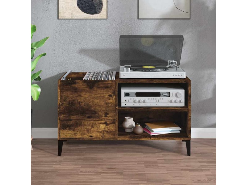  Armoire à disques, armoire de rangement chêne fumé 84,5x38x48 cm bois d'ingénierie  - Conforama C