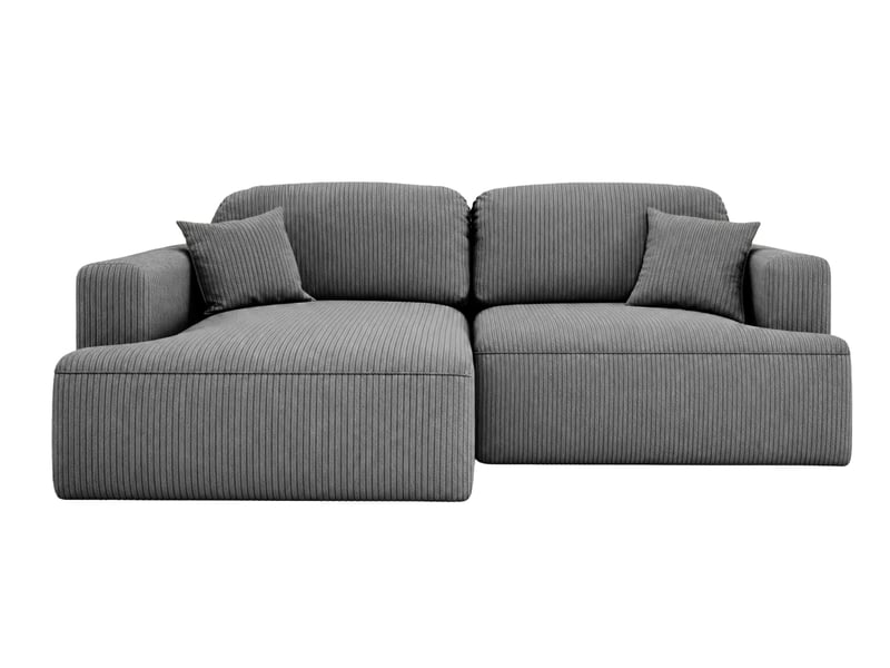  Chiara - canapé d'angle convertible petit velours côtelé 4 places gris foncé gauche  - Conforama A